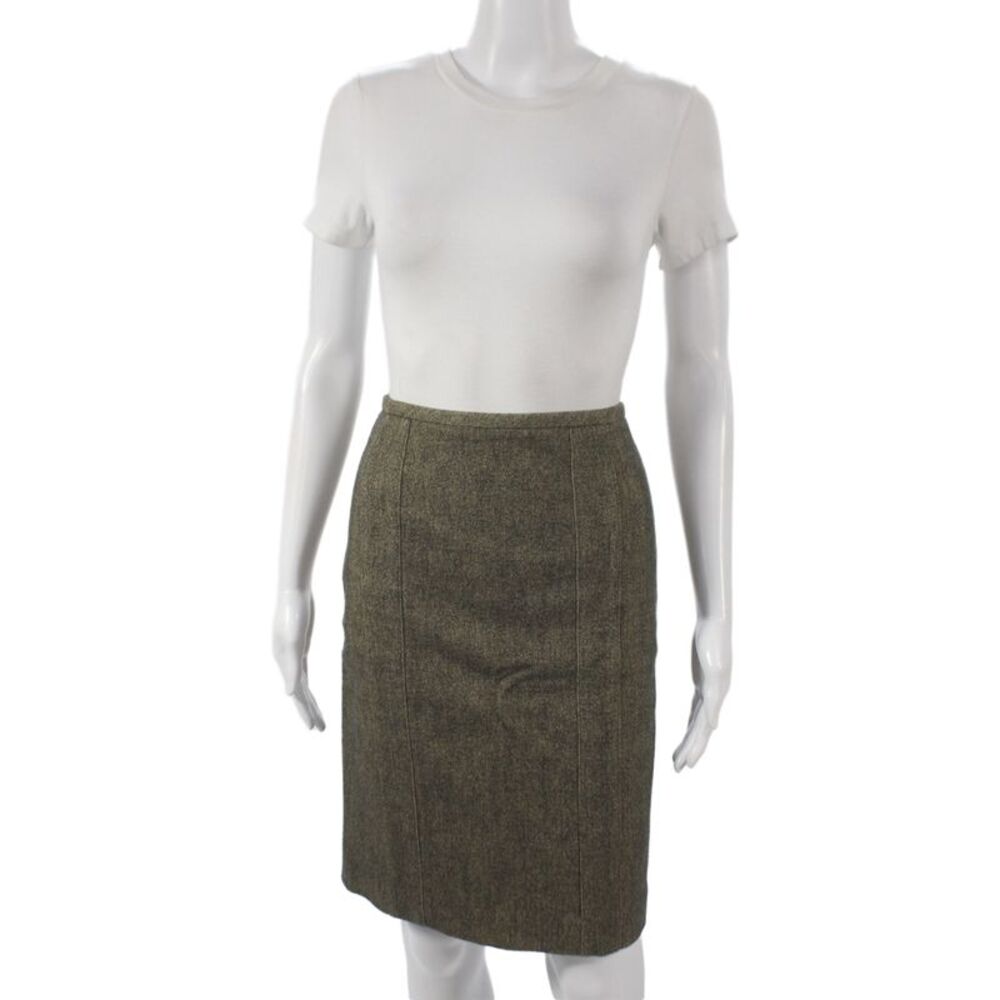 Narciso Rodriguez Women Green Straight Pencil 50% Wool Zip Knee Length Size 6